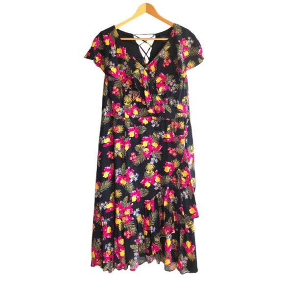 Michel Studio Dress US 12 Floral Party Dress Multi Black Pink Yellow Gre… - Picture 2 of 16